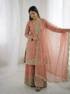 Elegant Fendy Silk Palazzo Suit - Intricate Embroidery for Festive Wear