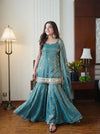 Elegant Fendy Silk Sharara Set - Real Mirror Work Festive Wear