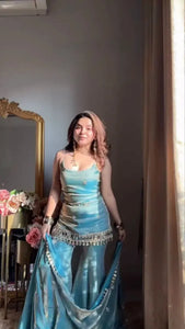 Elegant Fendy Silk Sharara Set - Real Mirror Work for Festive Wear