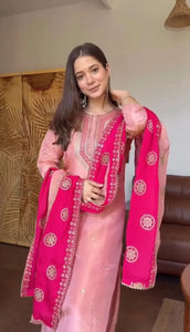 Elegant Fendy Silk Suit Set - Heavy Embroidery Festive Wear