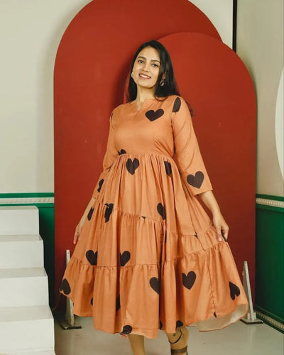 Elegant Flared Cotton Kurti Dress - 3.5m Flare Festive Wear