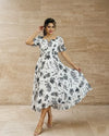 Elegant Flared Georgette Gown - Stunning Floral Print Festive Wear for Women