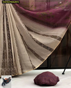 Floral Chanderi Saree with Zari Border - Elegant Digital Print Saree