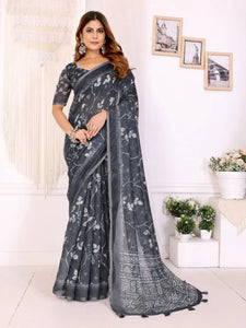 Elegant Floral Chanderi Saree - Festive Wear for Women