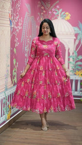 Elegant Floral Chiffon Maxi Dress - Flowy Festive Wear for Women