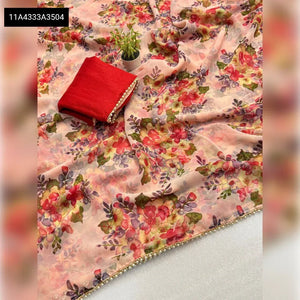 Elegant Floral Chiffon Saree - Lightweight Comfort for Women