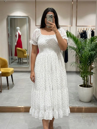 Elegant Floral Cotton Maxi Dress - Breathable Comfort for Women