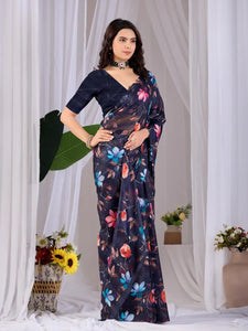 Elegant Floral Digital Print Saree - Festive Wear for Women