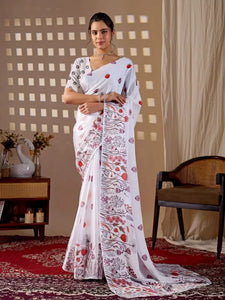 Elegant Floral Georgette Saree with Blouse for Festive Wear