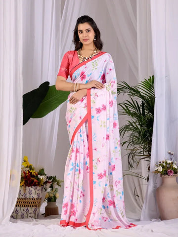 Elegant Floral Georgette Saree with Designer Blouse - Festive Wear for Women