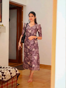 Elegant Floral Kurti Dress - Soft Flowing Printed Linen for Women