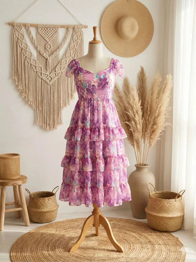 Elegant Floral Maxi Dress - Dreamy Tiered & Puff Sleeve Styles for Women