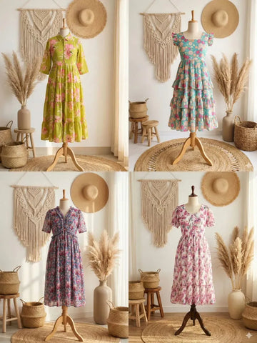 Elegant Floral Maxi Dress - Flowy Silhouette for Brunch & Vacations