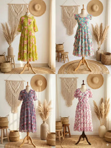 Elegant Floral Maxi Dress - Flowy Silhouette for Brunch & Vacations
