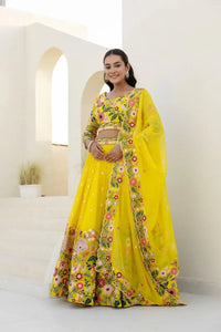 Elegant Floral Organza Lehenga Set - Premium Sequins Embroidery Festive Wear