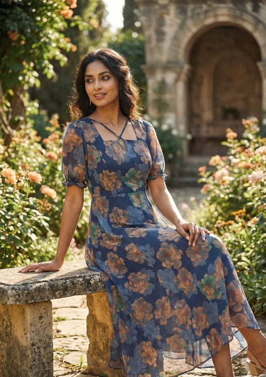 sachin and babi light blue dress Red crinkle chiffon dress for party wear embroidered  Nameera by Farooq