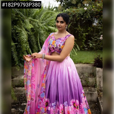 Elegant Floral Printed Stitched Lehenga - Festive Wear for Women