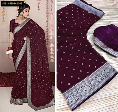 Elegant Foil Work Saree - Lace Border Festive Collection for Women