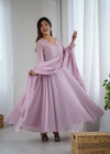 Elegant Fox Georgette Gown - Handwork Neck & Sleeve for Parties