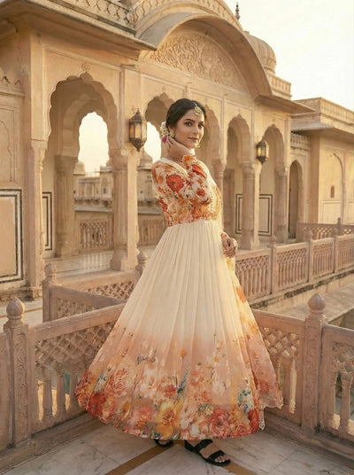 Elegant Fox Georgette Gown Set - Handwork for Parties