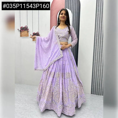 Exclusive Lavender Fox Georgette Lehenga Choli Set with Heavy 7mm Sequence Embroidery for Weddings