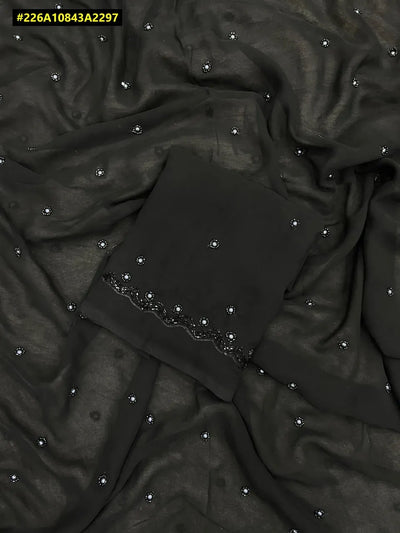 Elegant Fox Georgette Saree - Handwork & Moti Embellished for Women