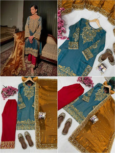 Elegant Frendy Silk Kurti Pant Set - Sequins & Zari Embroidery for Festive Wear