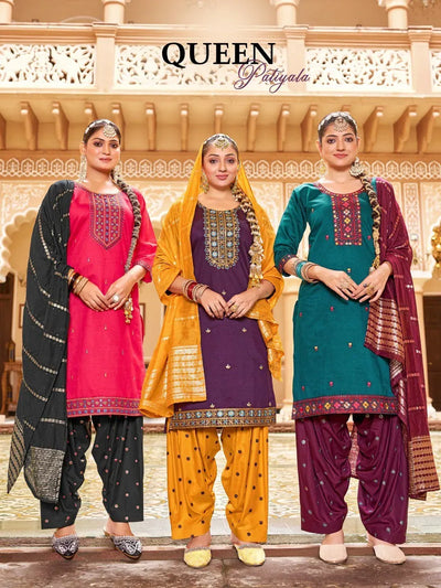 Elegant Gadhwal Silk Patiyala Kurti Set - Heavy Embroidery