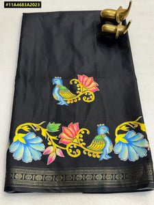 Elegant Gadwal Silk Saree - Pure Kalamkari Digital Print for Festive Wear