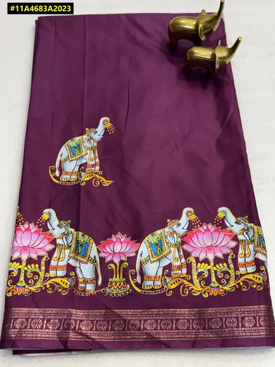 Elegant Gadwal Silk Saree - Pure Kalamkari Digital Print for Festive Wear