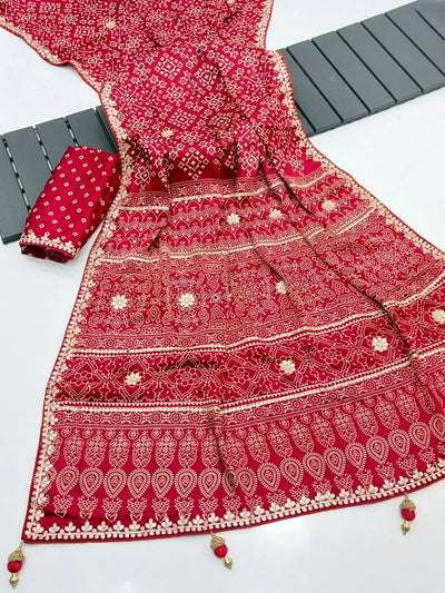 Elegant Gajji Silk Saree - Bandhani Patola with Gota Patti for Festive Wear