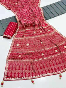 Elegant Gajji Silk Saree - Bandhani Patola with Gota Patti for Festive Wear