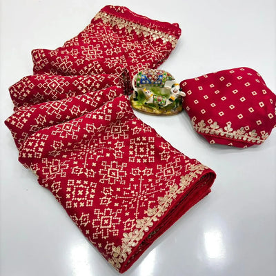 Elegant Gajji Silk Saree - Bandhani Patola with Gota Patti for Festive Wear