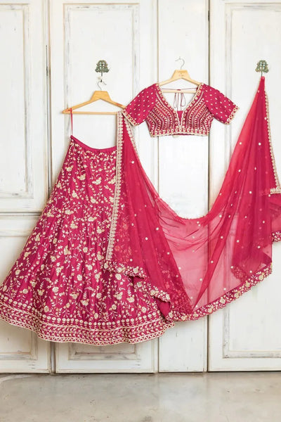 Elegant Gajri Lehenga Choli - Heavy Sequin Embroidery for Weddings