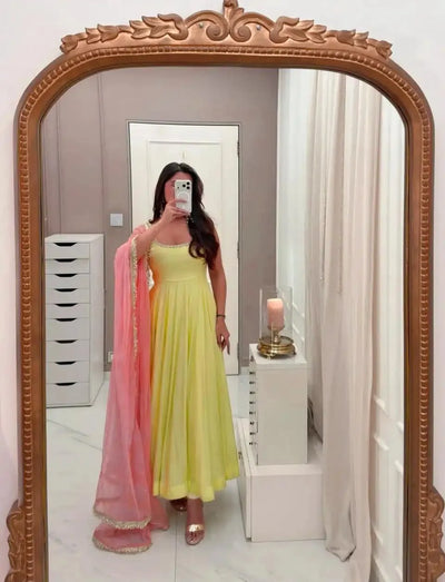Elegant Georgette Anarkali Gown Set - Festive Wear for Women