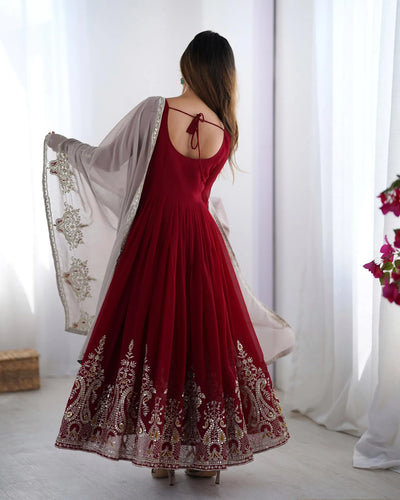 Elegant Georgette Anarkali Gown Set with Sequence Embroidery - Festive Prep Collection