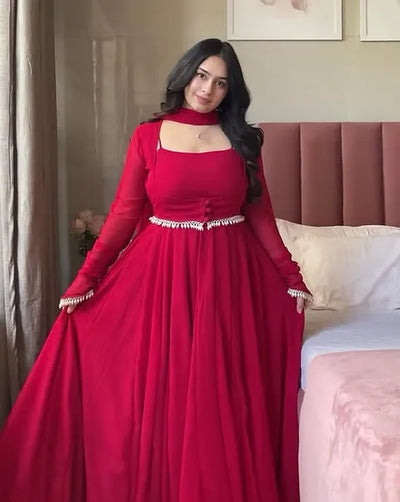 Elegant Georgette Anarkali Gown with 7-Meter Flare - Festive Wear for Women