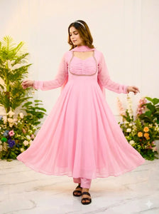 Elegant Georgette Anarkali Gown with Dupatta - Festive Wear for Women
