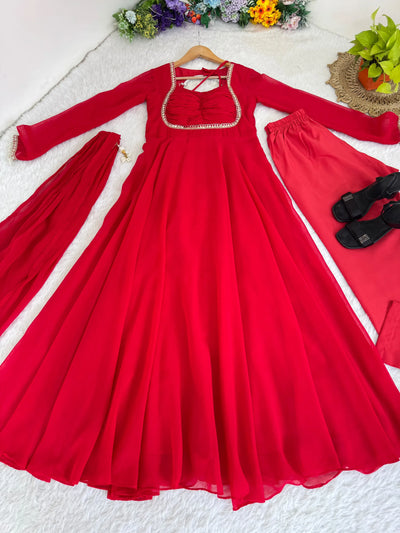 Elegant Georgette Anarkali Gown with Dupatta - Festive Wear for Women