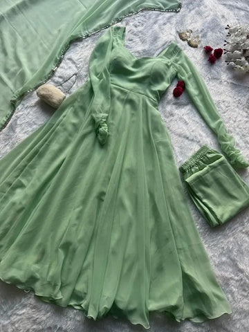 Elegant Georgette Anarkali Suit - Huge Flair for Festive Women