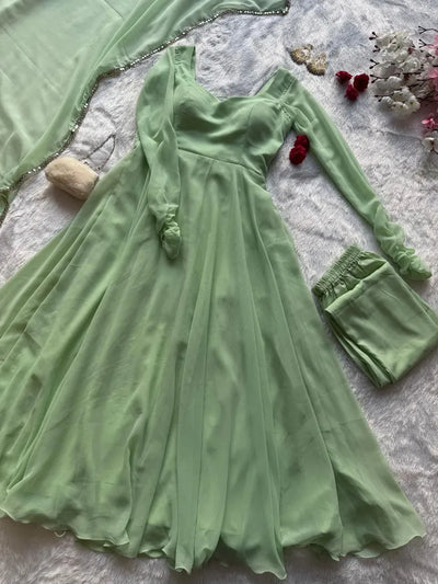 Elegant Georgette Anarkali Suit - Huge Flair for Festive Women