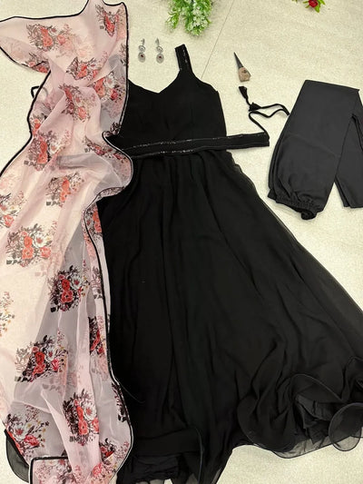 Elegant Georgette Anarkali Suit with Designer Belt - Festive Wear for Women