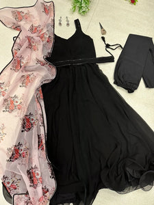 Elegant Georgette Anarkali Suit with Designer Belt - Festive Wear for Women