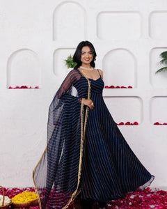 Elegant Georgette Anarkali Suit with Moti Lace Dupatta - Festive Wear for Women