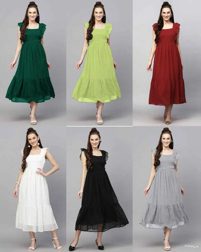 Elegant Georgette Butti Gown - Frill Sleeves for Party Wear Women