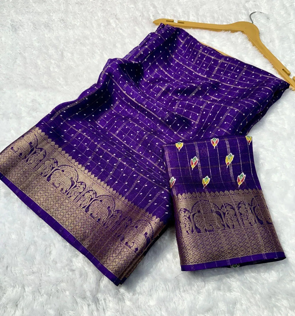 Premium Georgette Chex Saree for Office Wear