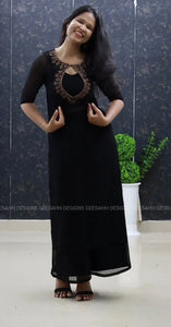 Elegant Georgette Crop Top Set - with Embroidery & Sequence Work for Party & Festive Occasions