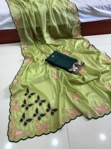 Elegant Georgette Embroidery Saree - Butterfly Motif Festive Wear