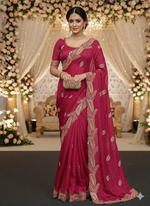 Elegant Georgette Embroidery Saree with Festive All-Over Work for Women