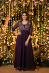 Elegant Georgette Gown - Handcrafted Embroidery for Festive & Party Wear